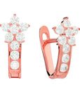 CZ Flower Huggie Hoop Earrings for Girls in Sterling Silver