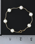 14K Gold Freshwater Pearl Bracelet, With Hand Engraved Diamond-Cut Details