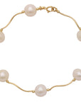 14K Gold Freshwater Pearl Bracelet, With Hand Engraved Diamond-Cut Details