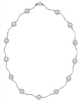 14K Gold Freshwater Pearls Station Engraved Necklace