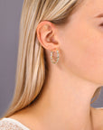14K Gold Two-Tone Twisted Hoop Earrings With Engraved Diamond-Cuts