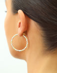 Sterling Silver Twisted Tricolor Hoop Earrings, 1.4 inch