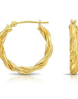 14k Yellow Gold Twisted Hoop Earrings