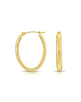 14k Yellow Gold Spiral Oval Hoop Earrings