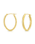 14k Yellow Gold Spiral Oval Hoop Earrings