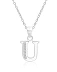 CZ Initial Charm Necklace, All Letters in Sterling Silver