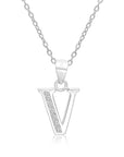 CZ Initial Charm Necklace, All Letters in Sterling Silver