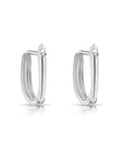 14K White Gold Plain Huggie Hoop Earrings