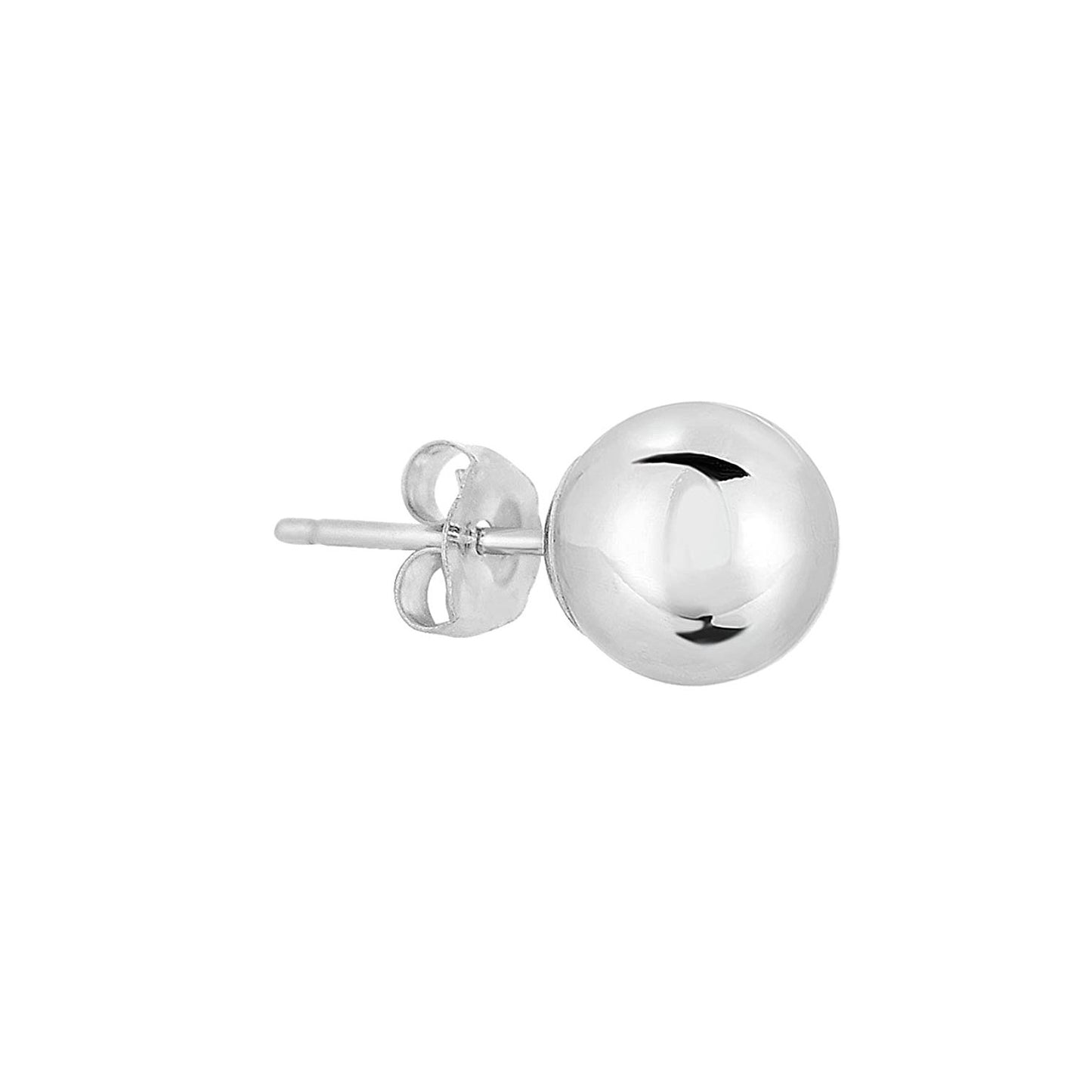14k White Gold Classic Ball Stud, Single Earring, Pushback