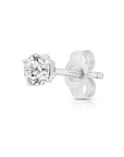 14k White Gold Classic Solitaire Stud, Single Earring, Pushback (Unisex)