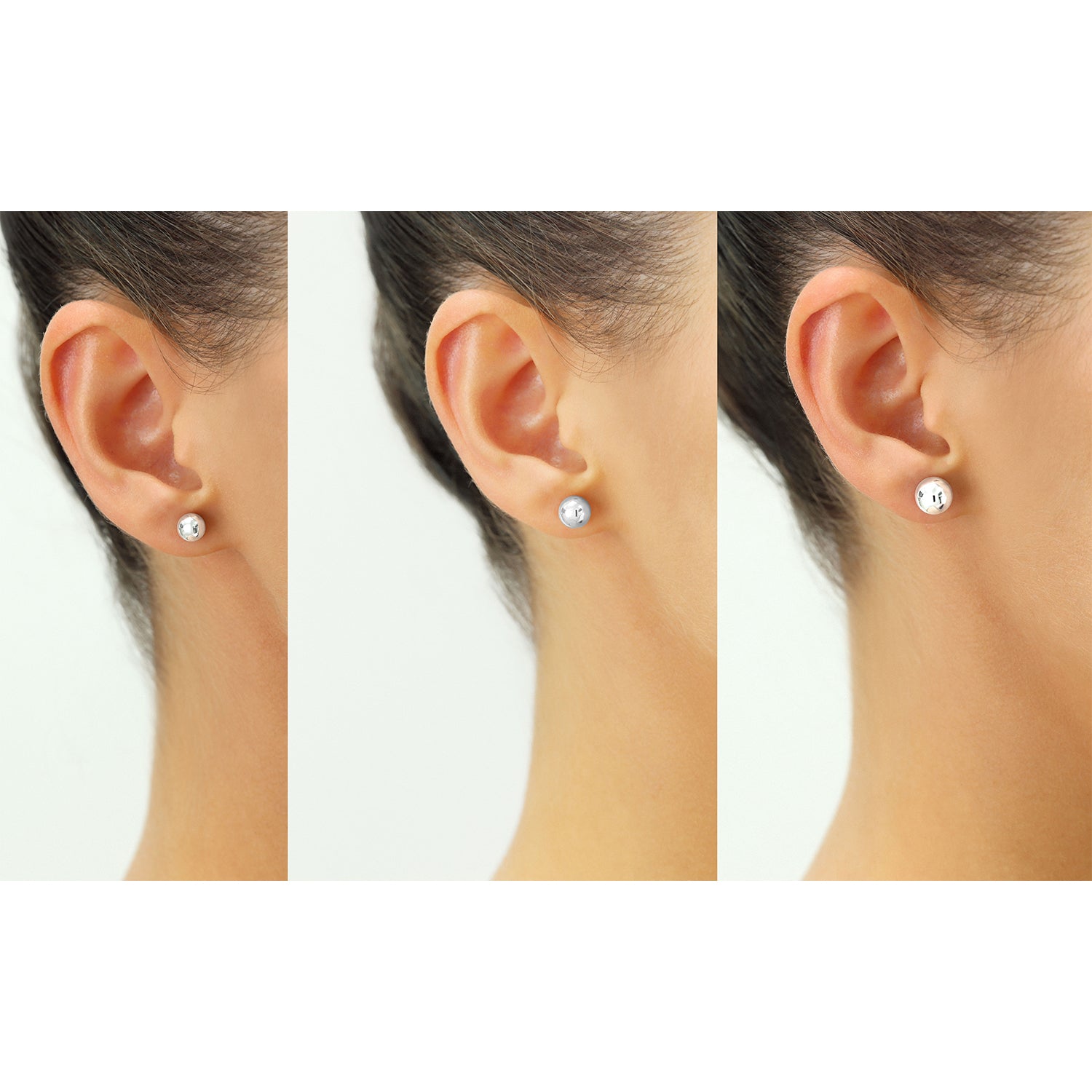Bundle Set of 3! 14K White Gold Ball Stud Earrings with Screw Backings, unisex 6mm 7mm 8mm