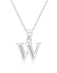 CZ Initial Charm Necklace, All Letters in Sterling Silver