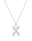 CZ Initial Charm Necklace, All Letters in Sterling Silver