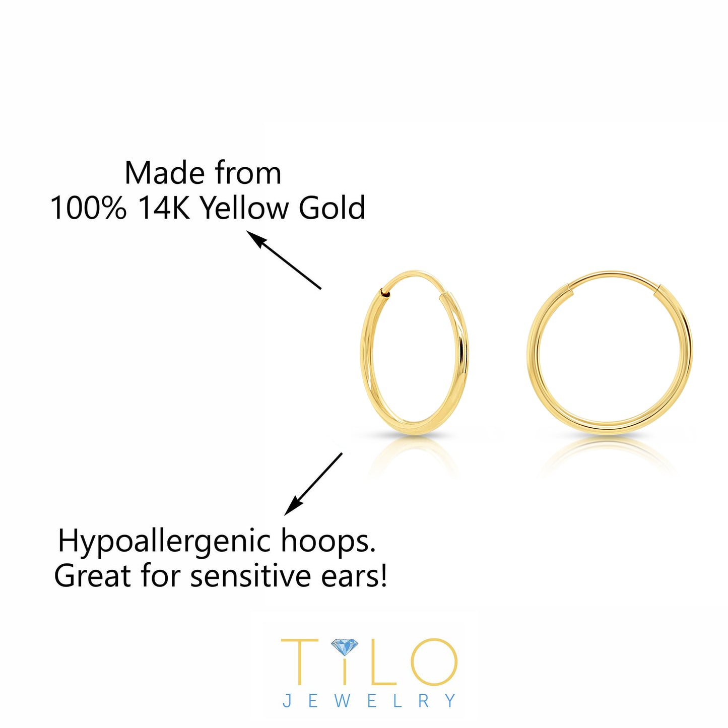 SET OF 3! 14k Gold Round Endless Hoop Earrings