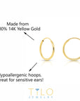 Bundle SET! 14k Gold Round Endless Hoop Earrings