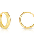14k Gold Small Huggie Hoop Earrings, 12mm