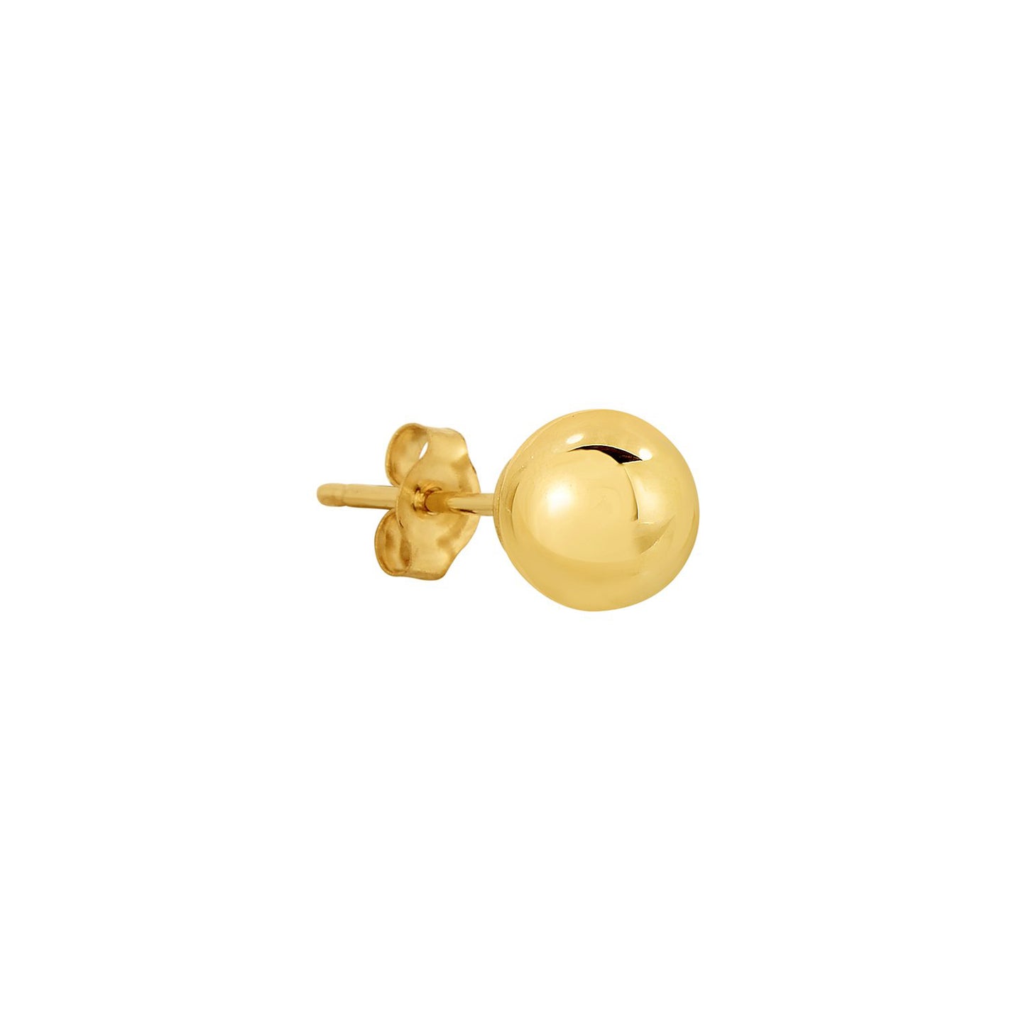 14k Yellow Gold Classic Ball Stud, Single Earring, Pushback (Unisex)