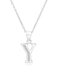 CZ Initial Charm Necklace, All Letters in Sterling Silver