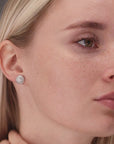 CZ Large Flower Round Stud Earrings in Sterling Silver