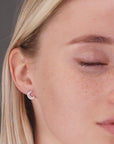CZ Moon Stud Earrings in Sterling Silver