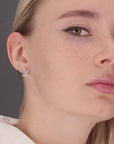 CZ Royal Queen Crown Stud Earrings in Sterling Silver