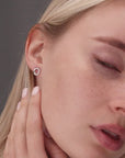 CZ Open Circle Star And Crescent Moon Stud Earrings in Sterling Silver