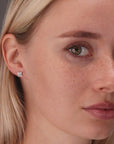 CZ Square Halo Stud Earrings in Sterling Silver