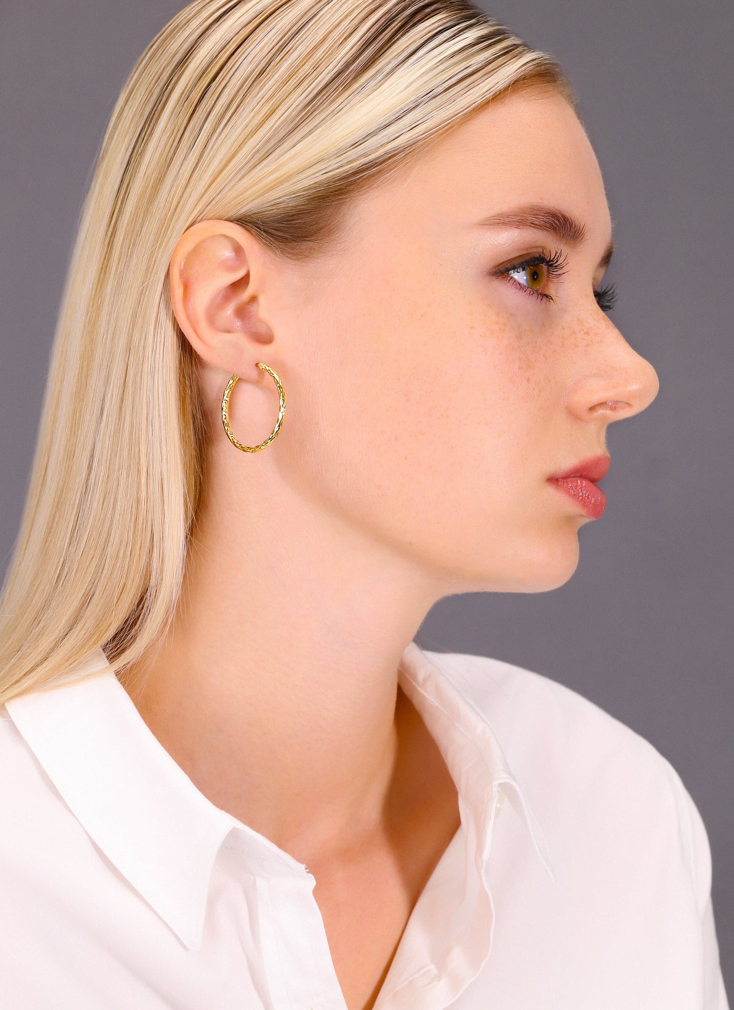 14k Yellow Gold Braided Round Hoop Earrings