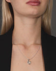 CZ Jumping Dolphin Charm Necklace in Sterling Silver