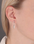 CZ Willow Leaf Dangle Stud Earrings, Slim Leaf in Sterling Silver