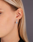 CZ Dangle Square Earrings in Sterling Silver