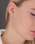 CZ Curved Heart Stud Earrings, 3609 in Sterling Silver