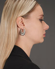 Shrimp-textured Medium Oval Hoop Earrings in Sterling Silver