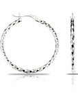 Round Twisted Hoop Earrings in Sterling Silver