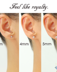 Sterling Silver Simulated Diamond Studs, With Secure Pushbacks