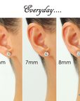 Sterling Silver Simulated Diamond Studs, With Secure Pushbacks