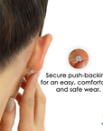 Sterling Silver Simulated Diamond Studs, With Secure Pushbacks