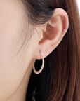 Floral Diamond-cut Oval Hoop Earrings in 925 in Sterling Silver