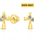 10k Yellow Gold Tiny Cute Cross Stud Earrings