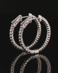 14k White Gold Diamond Hoop Earrings, 0.65 carats