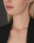 CZ Halo Necklace in Sterling Silver