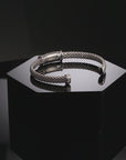 Sterling Silver Italian Bar Cuff Bracelet, Fits 7in-8in