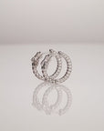 14k White Gold Diamond Hoop Earrings, 0.57 carats