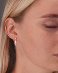 CZ Dangle Stud Earrings, Three Spoke in Sterling Silver