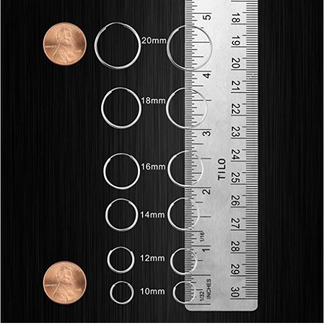 Set of 12! Sterling Silver Endless Hoop Earrings