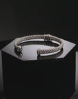 Sterling Silver Simulated Diamond Italian Cuff Bracelet, Fits 7in-8in