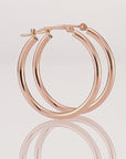 14k Rose Gold Classic Round Hoop Earrings, 2mm