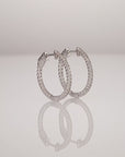 14k White Gold Diamond Hoop Earrings, 0.65 carats