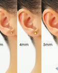 14K Yellow Gold Ball Stud Earrings with Pushbacks, With High Polish Finish