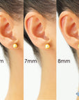 14K Yellow Gold Ball Stud Earrings with Pushbacks, With High Polish Finish